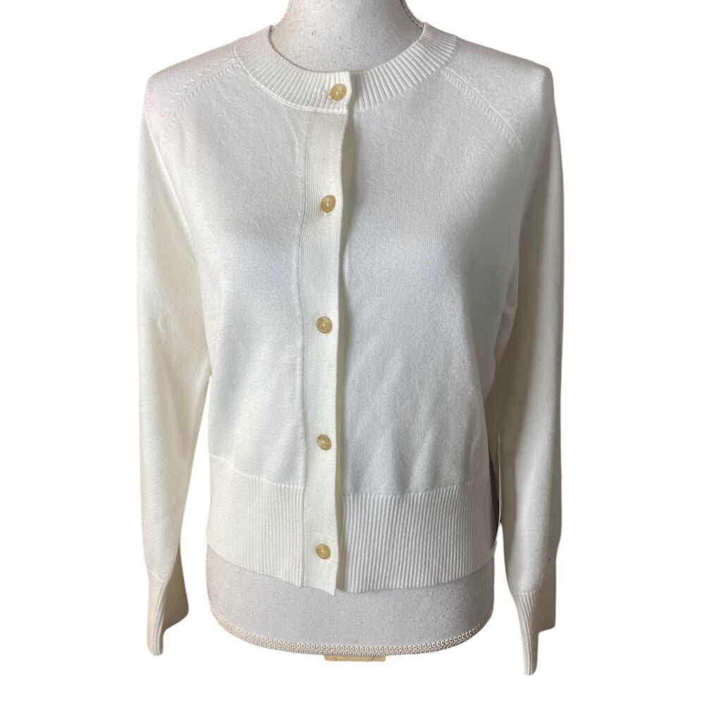 Orange Kiss Cream Button Down Long Sleeve Soft Cardigan Size Large NWT